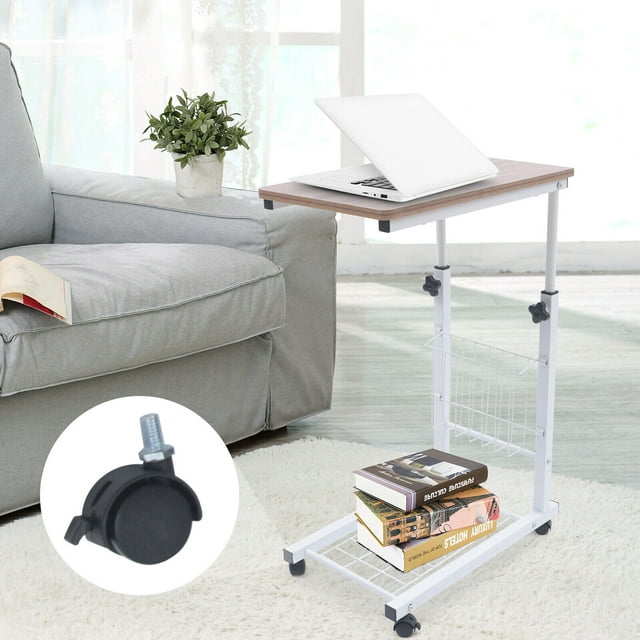 Bedside Sofa Side Table Wheels Hospital Overbed Rolling Tray Height