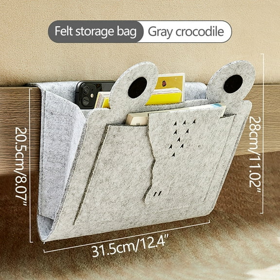 Bedside Storage Bag, Hanging Organizer for Bed, Large Pockets for Laptop, Tablet, Phone, Books, Remote, Polyester, Under Mattress Mount