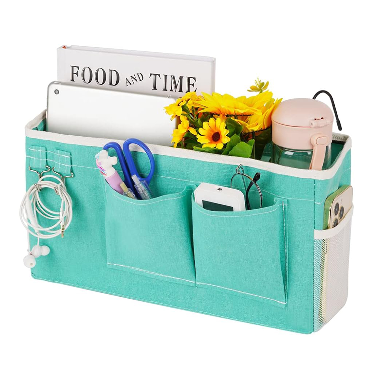 Bedside Storage Bag with 2 Hooks MultiFunction Hanging Organizer Caddy