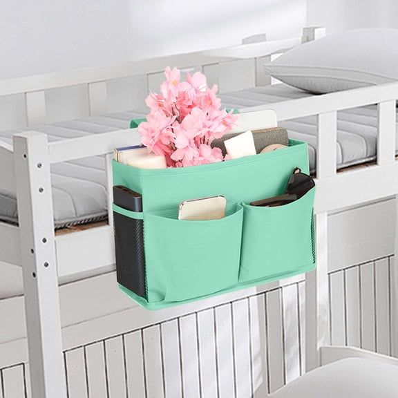 Bedside Storage Caddy, Over The Bed Storage Bag with Multiple Pockets, Hanging Nightstand Organizer for Dorm Room, Bunk Bed, and Small Space Organization