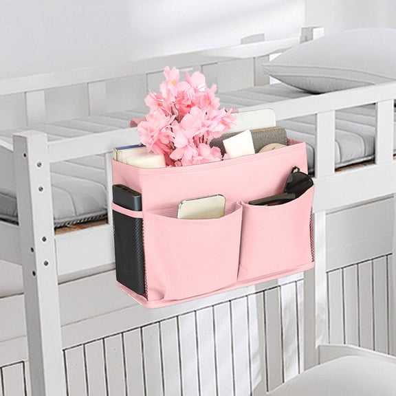 Bedside Storage Caddy, Over The Bed Storage Bag with Multiple Pockets, Hanging Nightstand Organizer for Dorm Room, Bunk Bed, and Small Space Organization