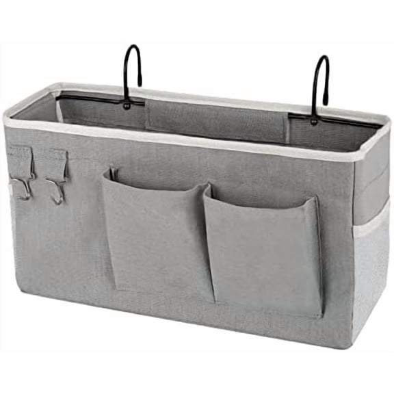 Bedside Storage Caddy/Bedside Hanging Storage Bag for Headboards Bunk Beds Dorm Rooms Book Phone Magazine Holder (Grey)