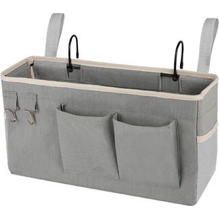 Bedside Storage Caddy/Bedside Hanging Storage Bag for Headboards Bunk Beds Dorm Rooms Book Phone Magazine Holder (Grey)