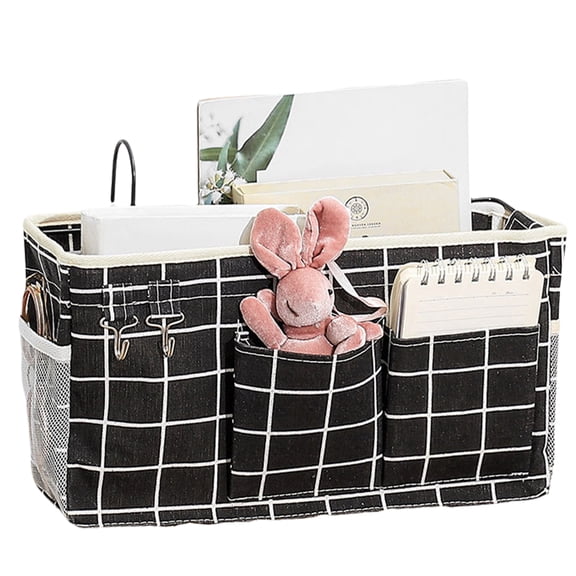 Bedside Storage Caddy Organizer for Headboards and Bunk Beds, Hanging Organizer Bag with Hooks for Phones, Magazines, Tablets, and More – Dorm Room Storage Solution