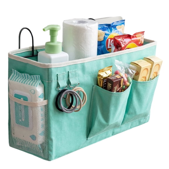 Bedside Storage Caddy Organizer for Headboards and Bunk Beds, Hanging Organizer Bag with Hooks for Phones, Magazines, Tablets, and More – Dorm Room Storage Solution