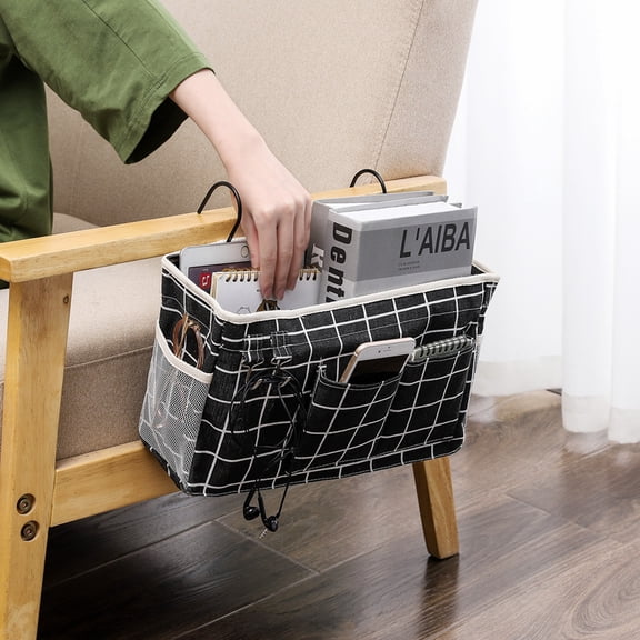 Bedside Storage Caddy Organizer for Headboards and Bunk Beds, Hanging Organizer Bag with Hooks for Phones, Magazines, Tablets, and More – Dorm Room Storage Solution
