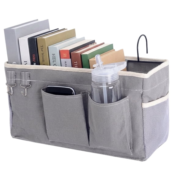 Bedside Storage Caddy Organizer for Headboards and Bunk Beds, Hanging Organizer Bag with Hooks for Phones, Magazines, Tablets, and More – Dorm Room Storage Solution