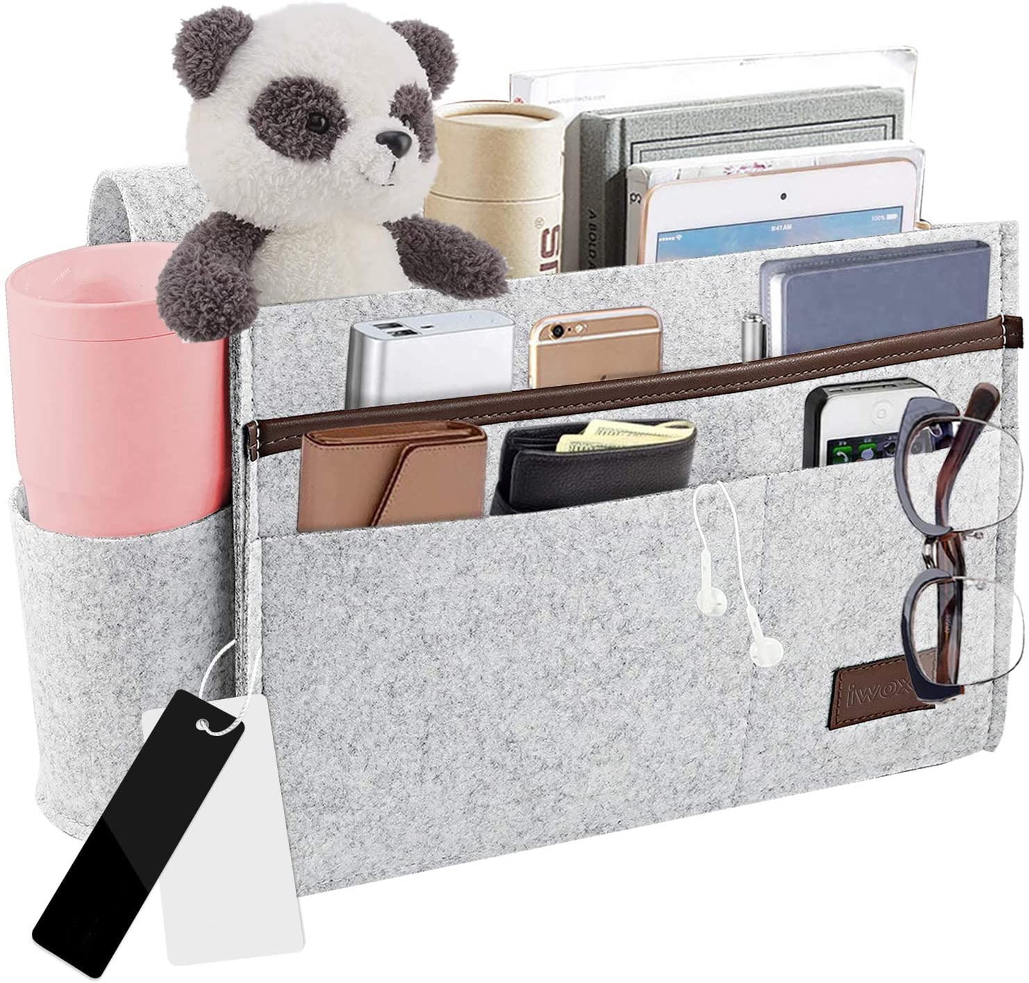 Kanrichu Bedside Caddy Storage Organizer - Hanging Bag With Pockets For Bed, Loft Bunk, Gray, Large Pockets - View #9