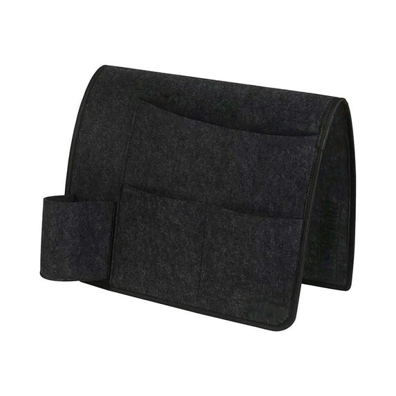 Bedside Storage Organizer Hanging Bag with Water Bottle Holder for Bed Frame and Headboard - Black