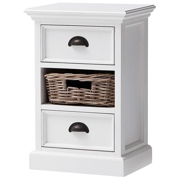 NovaSolo Halifax Classic White Bedside Storage Unit with Basket