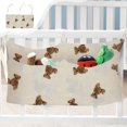 thumbnail image 1 of Bedside and Stroller Organizer, Double Layer Fabric Hanging Storage Caddy with Pockets, Printed Bottle Holder, Beige Multifunctional Bag for Home Travel, 1 of 6