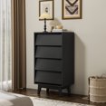 thumbnail image 1 of Bedside Table with 4 Drawers, Mid Century Modern Night Stand with Vintage-style and Bevel Design, End Tables Accent Table for Bedroom, Living Room, Black, 1 of 7