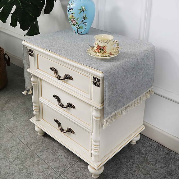 Bedside Table Cover Decorative For Bedroom,Washable,Dustproof Cloth For Printer Refrigerator Washing Machine-Grey-45x70cm 18x28inch