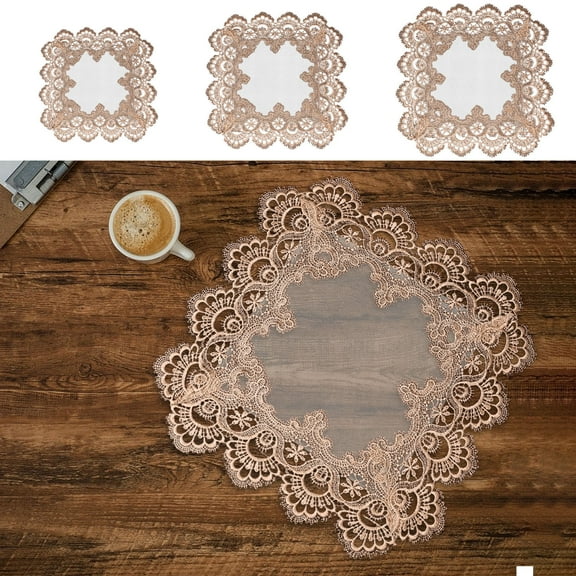 Bedside Table Cover Polyester Decorative Lace Fabric,Dust Proof Breathable Furniture Protector For Bedroom And Nightstand For Home Decor(Gold)