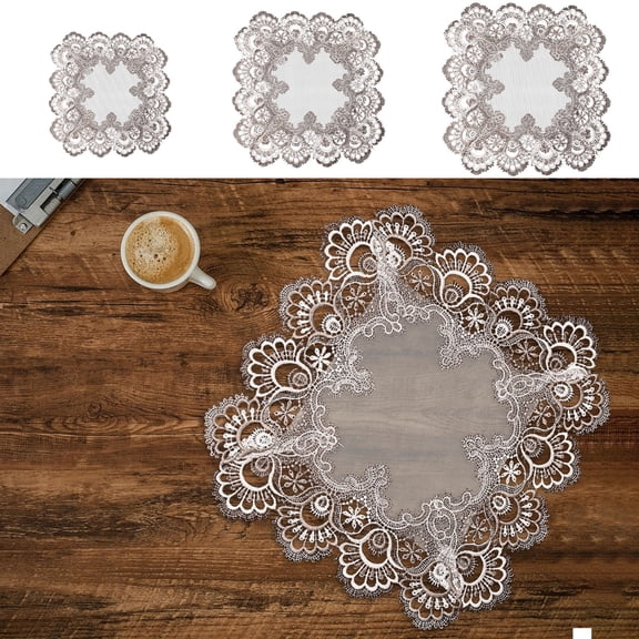 Bedside Table Cover Polyester Decorative Lace Fabric,Dust Proof Breathable Furniture Protector For Bedroom And Nightstand For Home Decor(White)