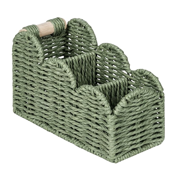 Bedside Table Desk Organizer Caddy, 3-Slot 8.27 X 3.94 X 5.5" Woven Desk Caddy, Pen Holder Desk Accessories Bathroom Storage and Kitchen Countertop Organizer