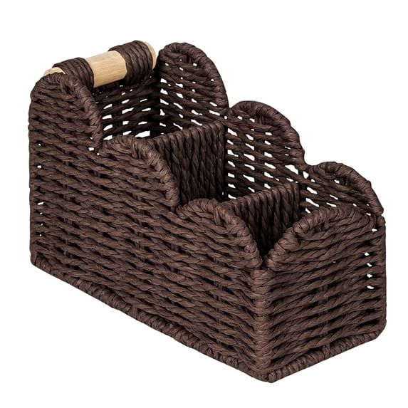 Bedside Table Desk Organizer Caddy, 3-Slot 8.27 X 3.94 X 5.5" Woven Desk Caddy, Pen Holder Desk Accessories Bathroom Storage and Kitchen Countertop Organizer