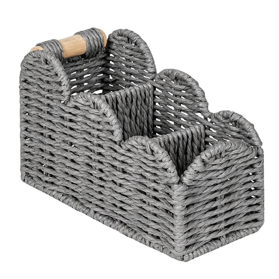 Bedside Table Desk Organizer Caddy, 3-Slot 8.27 X 3.94 X 5.5" Woven Desk Caddy, Pen Holder Desk Accessories Bathroom Storage and Kitchen Countertop Organizer