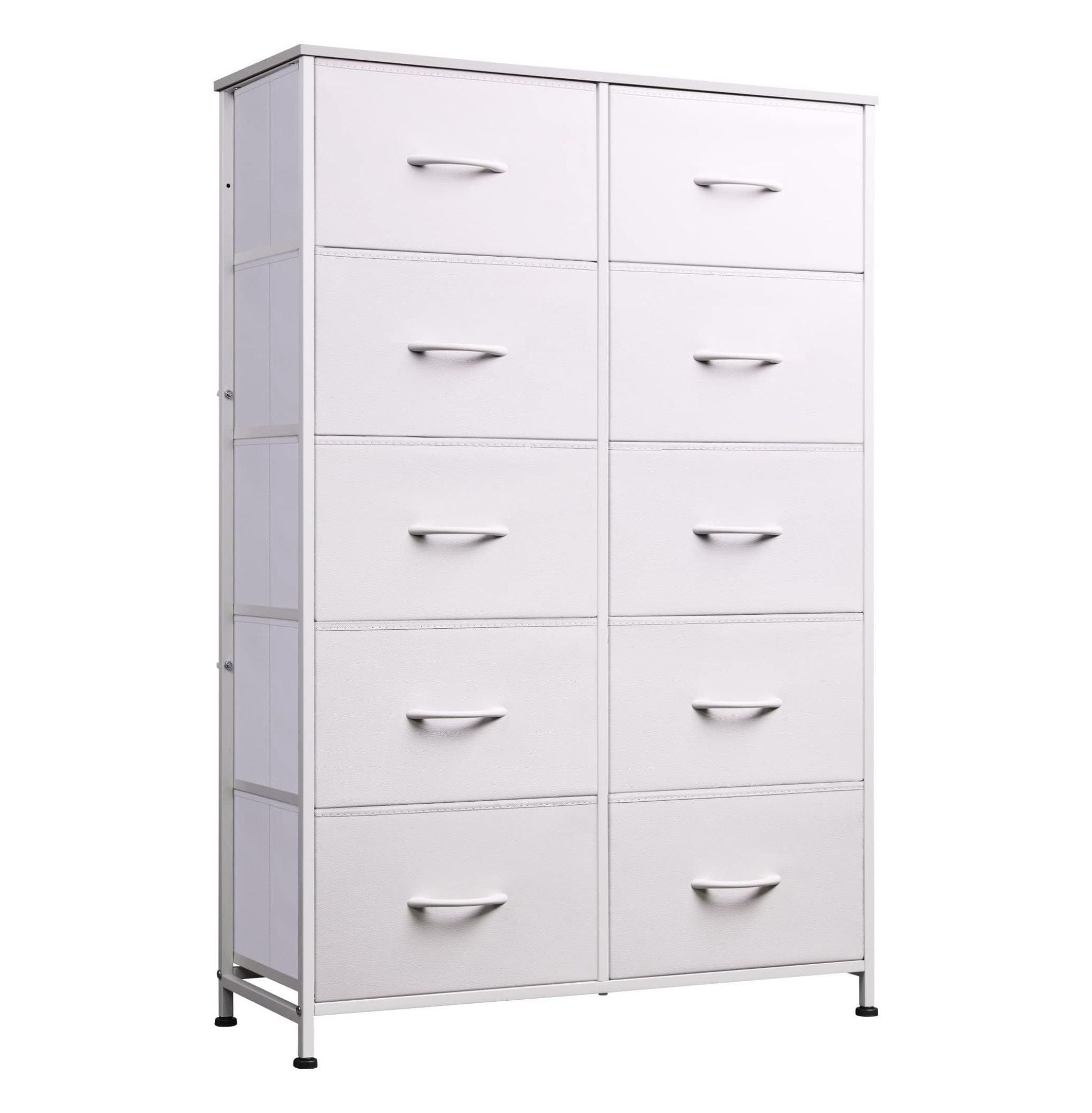 Bedside Table For Bedroom With 10 Fabric Drawers Storage Cabinet Steel ...