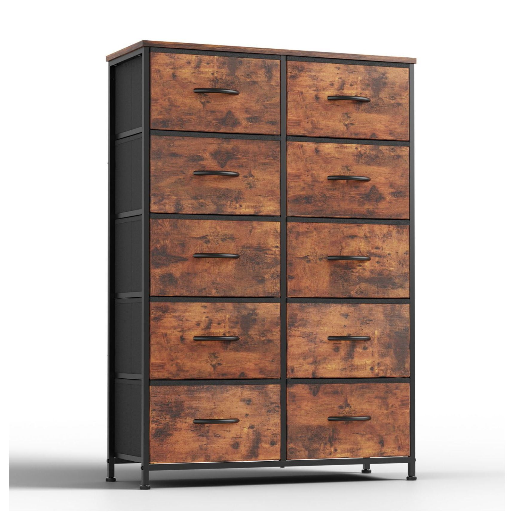 Bedside Table For Bedroom With 10 Fabric Drawers Storage Cabinet Steel ...