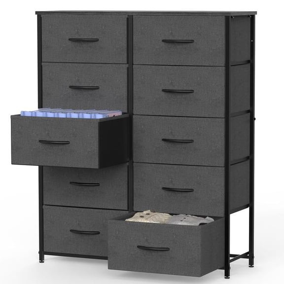 Bedside Table For Bedroom With 10 Fabric Drawers Storage Cabinet Steel Frame Closet For Clothes Storage Display Cabinet