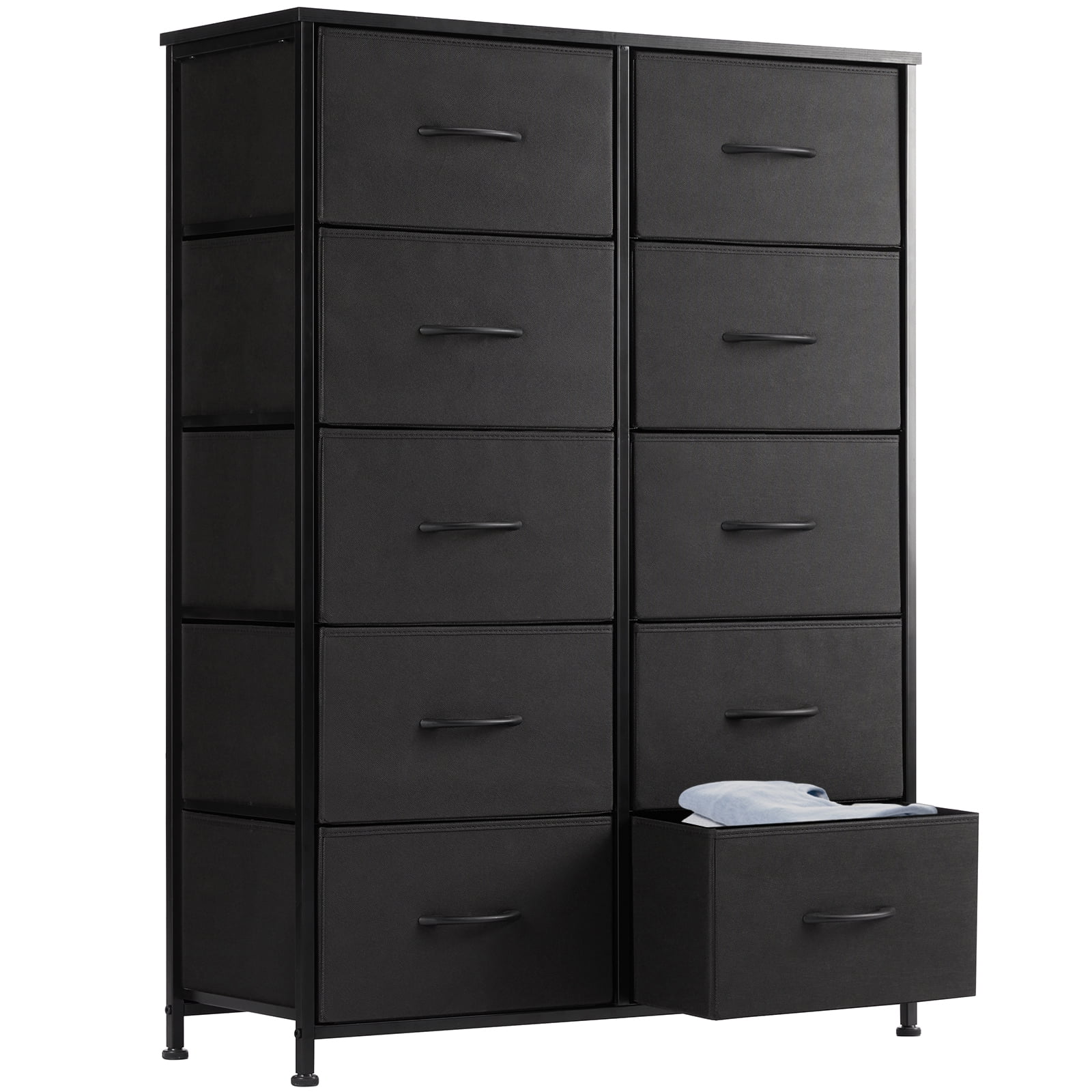 Bedside Table For Bedroom With 10 Fabric Drawers Wardrobe Steel Frame ...