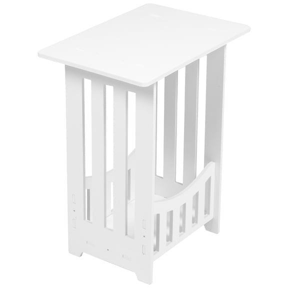 Luxshiny Bedroom Side Table, White PVC, Simple Look, Practical Storage