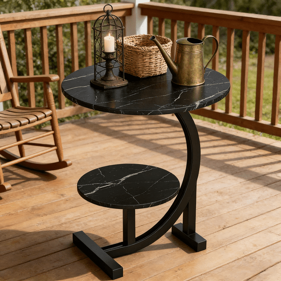 Bedside Table - Indoor/Outdoor Side Table, Sturdy Metal Frame Lightweight Space-Saving Design, Suitable for Living Rooms, Balconies, Offices - Easy to Move, Decorative Bedside Table