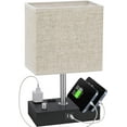 thumbnail image 1 of GPED Bedside Table Lamp for Bedroom with Dual Fast USB Charging Ports, Fully Dimmable Nightstand Lamps with 2 Phone Stands and 2 Charging Outlets, Desk lamp with Fabric Shade for Living Room, 1 of 8