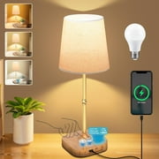 Bedside Table Lamp for Bedroom Living Room 3 Stepless Dimming Touch Lamp for Nightstand 5 Brightness Cordless Table Lamp Rechargeable LED Display 8000mAh Battery Operated Lamp with USB Port