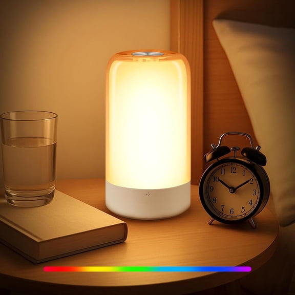 Bedside Table Lamp, Desktop LED Lights, Bedroom Night Light with Dimmable and Multiple RGB Lighting Mode for Bedroom Living Room Bedside Table Desktop