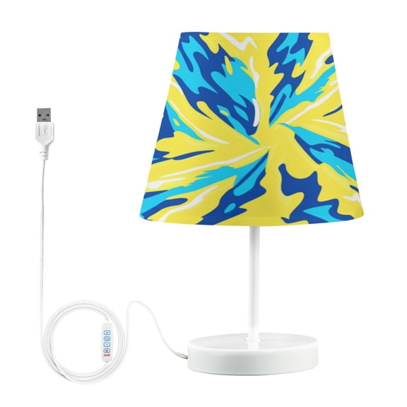 Bedside Table Lamp, Fully Dimmable Lamp with USB Interface Cable for Bedroom Living Room, Office, Dorm Lightning Bolt Pattern