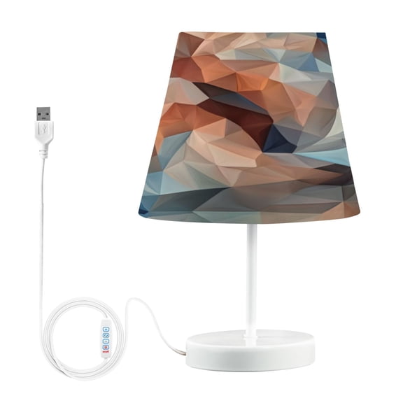 Bedside Table Lamp, Fully Dimmable Lamp with USB Interface Cable for Bedroom Living Room, Office, Dorm Low-poly Geometric Background
