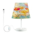 thumbnail image 1 of Bedside Table Lamp, Fully Dimmable Lamp with USB Interface Cable for Bedroom Living Room, Office, Dorm Vibrant Colorful Tulips, 1 of 8