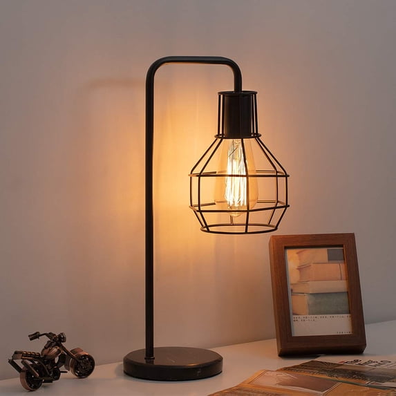 Bedside Table Lamp, Room Lighting, Marble Base Black