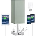 thumbnail image 1 of Bedside Table Lamp Touch Control, Nightstand Lamps with USB C+A Charging Ports Dual AC Outlets, for Bedroom Living Room Office Reading(LED Dimmable Bulb Included) (Green), 1 of 6
