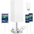 thumbnail image 1 of Bedside Table Lamp Touch Control, Nightstand Lamps with USB C+A Charging Ports Dual AC Outlets, for Bedroom Living Room Office Reading(LED Dimmable Bulb Included) (White), 1 of 6