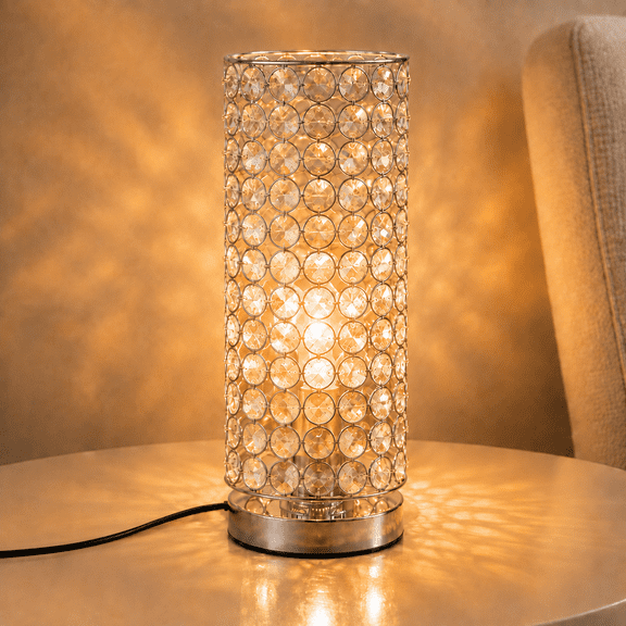 YUWENUS Table Lamp for Bedroom, 3 Color Temperatures Crystal Table Lamp, Modern Bedside Nightstand Lamp with Button Switch for Bedroom Living Room