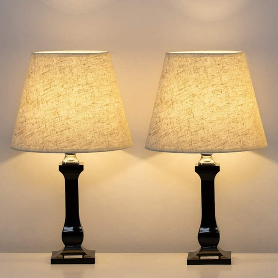 Bedside Table Lamps Modern Nightstand Lamps Set of 2, Simple Desk Lamps, Black