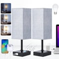 thumbnail image 1 of Bedside Table Lamps Set of 2 - Modern Dimmable Nightstand Lamps with USB Charging Ports & AC Outlets, Touch Control Desk Lamps for Bedroom, Living Room, Office (LED Bulb Included), 1 of 8