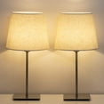 thumbnail image 1 of Bedside Table Lamps Set of 2, Square Desk Lamp Metal Base & Fabric Shade Silver, 1 of 7