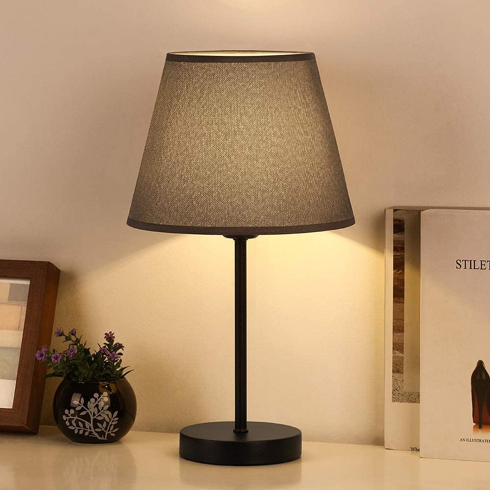 Bedside Table Lamps Small Nightstand Lamps Set of 2 & Fabric Shade Bedside