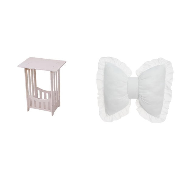Bedside Table Side Table End Table with Soft Bowknot Pillowcase Space Saving Design for Bedroom Living Room Office