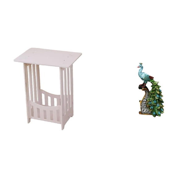 Bedside Table Side Table Peacock Figurine Durable PVC Wood Resin Design for Living Room Bedroom Office Decoration