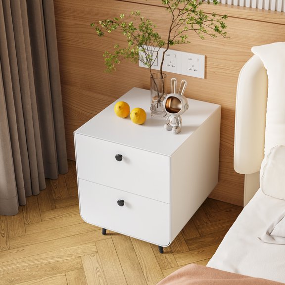 Bedside Table with 2 Drawers | Fluid Drawer Movement | Solid Steel Build | Adjustable Height for Different Surfaces