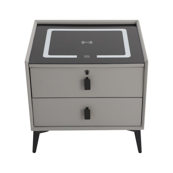 Bedside Table with Drawers, Bluetooth Speaker Smart Bedside Table, Bedside Table with Light USB& Wireless Charging