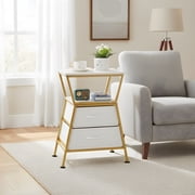 Bedside Table with Fabric Drawers - Modern End Table for Bedroom