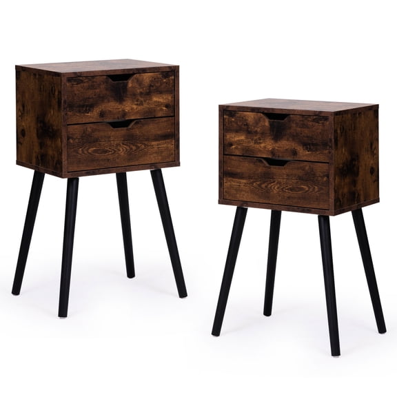 Bedside Table with Spacious Drawers | Display Lamps and Photo Frames | Solid Wood Legs for Stability | Arranged in Trapezoidal Shape