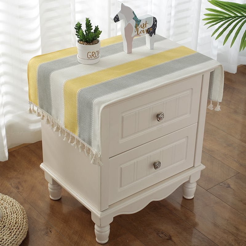 Bedside Tablecloth with Tassels Table Cover Cloth, Coffee Table Runner