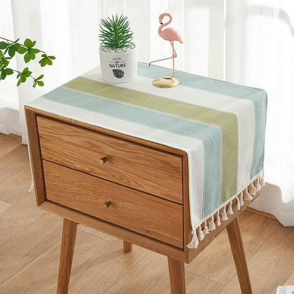 Bedside Tablecloth with Tassels Table Cover Cloth, Coffee Table Runner Bedside Table TV Microwave Washing Machine Refrigerator Dust Cover Doilies